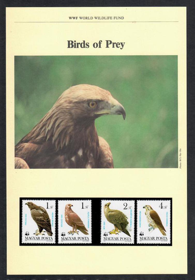 HUNGARY 1983 World Wildlife Fund. Birds of Prey. First series. Set of 4 in mint never hinged and on first day covers with 6 page image 0