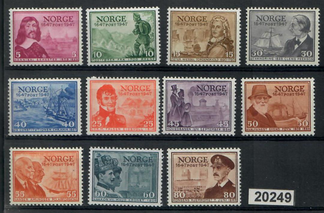NORWAY 1947 Centenary of the Norwegian Post Office. Selected set. Well centred. Fresh and clean. - 20249 - LHM image 0