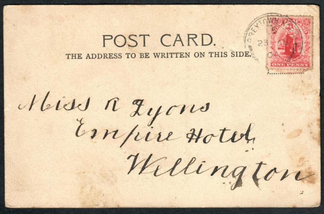 NEW ZEALAND 1897 Victoria 1st Lettercard 1½d Purple with Views on the reverse. Overprint in Red to ONE PENNY. - 34177 - PostalSt image 0