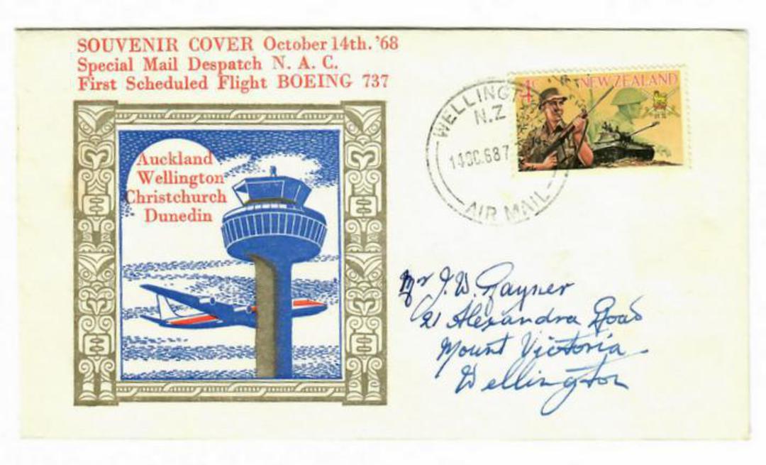 NEW ZEALAND 1968 Special Mail Despatch NAC. First Scheduled Flight of the Boeing 737. - 30178 - PostalHist image 0