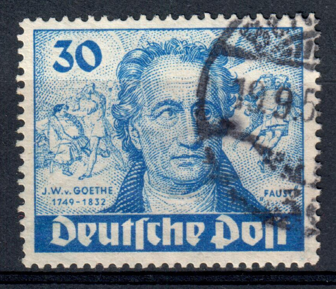 WEST BERLIN 1949 Bicentenary of the Birth of Goethe 30pf Blue. - 76071 - Used image 0