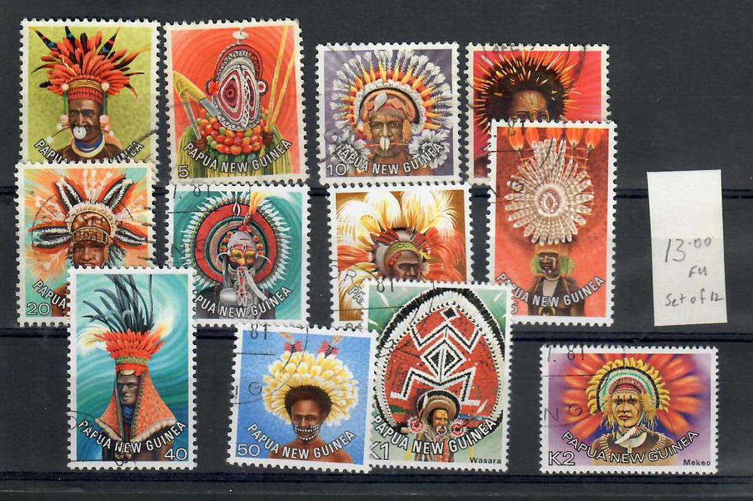 PAPUA NEW GUINEA 1977 Definitives Masks. Set of 12. - 21708 - FU image 0