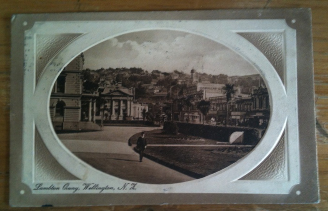 Sepia Postcard of Lambton Quay Wellington. 1912. - 47700 - Postcard image 0