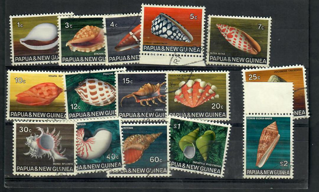 PAPUA NEW GUINEA 1968 Shells. Set of 15. - 21726 - VFU image 0