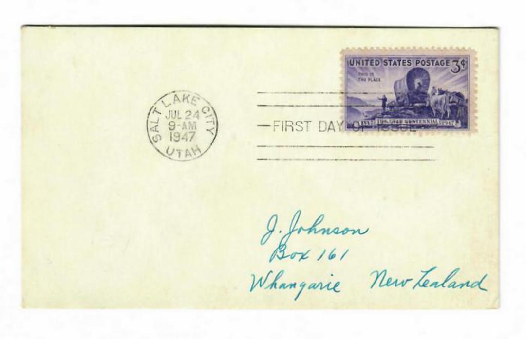 USA 1947 Centenary of Utah on first day cover. Nice card - 31114 - FDC image 0