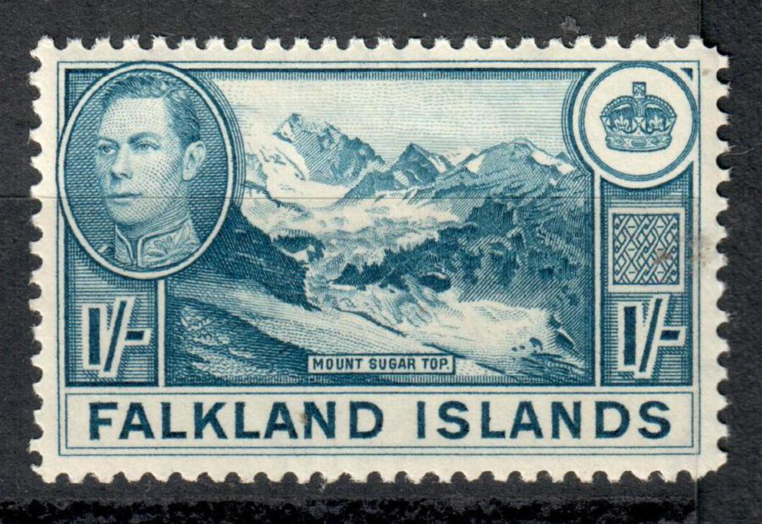 FALKLAND ISLANDS 1938 Geo 6th Definitive 1/- Dull Greenish Blue. - 6940 - LHM image 0