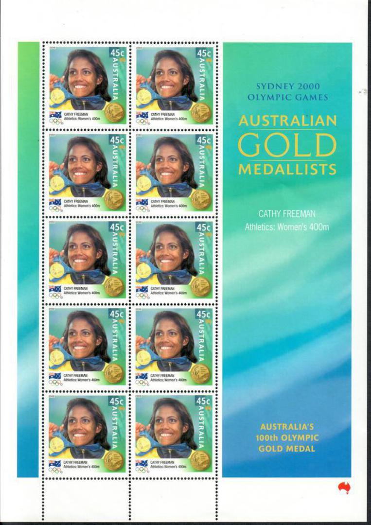 AUSTRALIA  2000 Gold Medalists. Hackett Women Water Polo Aitkenweather Freeman Cook Burns Hockey Armstrong. 8 sheetlets each of image 4