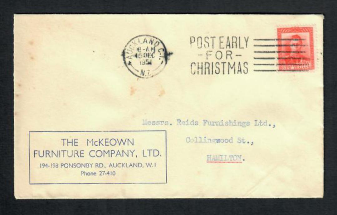NEW ZEALAND 1951 Cover The McKeown Furniture Co Ltd Ponsonby. - 31420 - PostalHist image 0