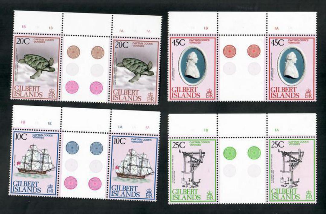 GILBERT ISLANDS 1979 Bicentenary of the Voyages of Captain James Cook. Set of 4 in gutter pairs. - 50989 - UHM image 0