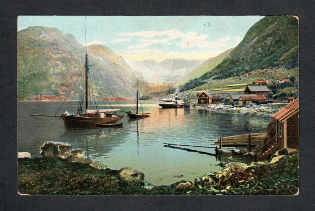 Postcard addressed to Terepuki in New Zealand. Scene of shipping including a steamer and fishing vessels in a bay. No identifica image 0