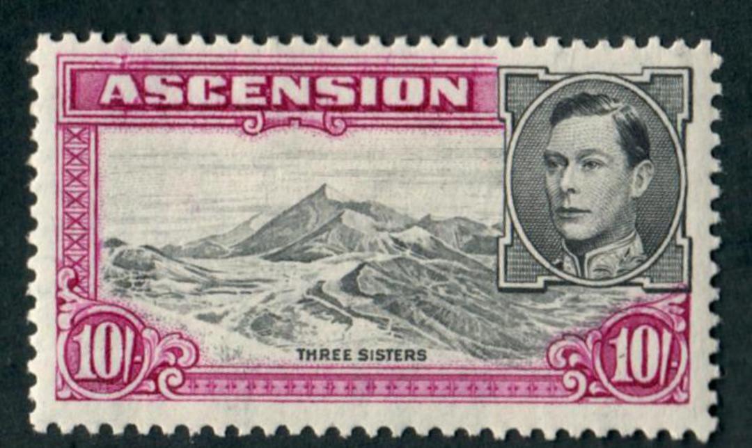 ASCENSION 1938 Geo 6th Definitive 10/- Black and Bright Purple. Perf 13. - 71579 - Mint image 0