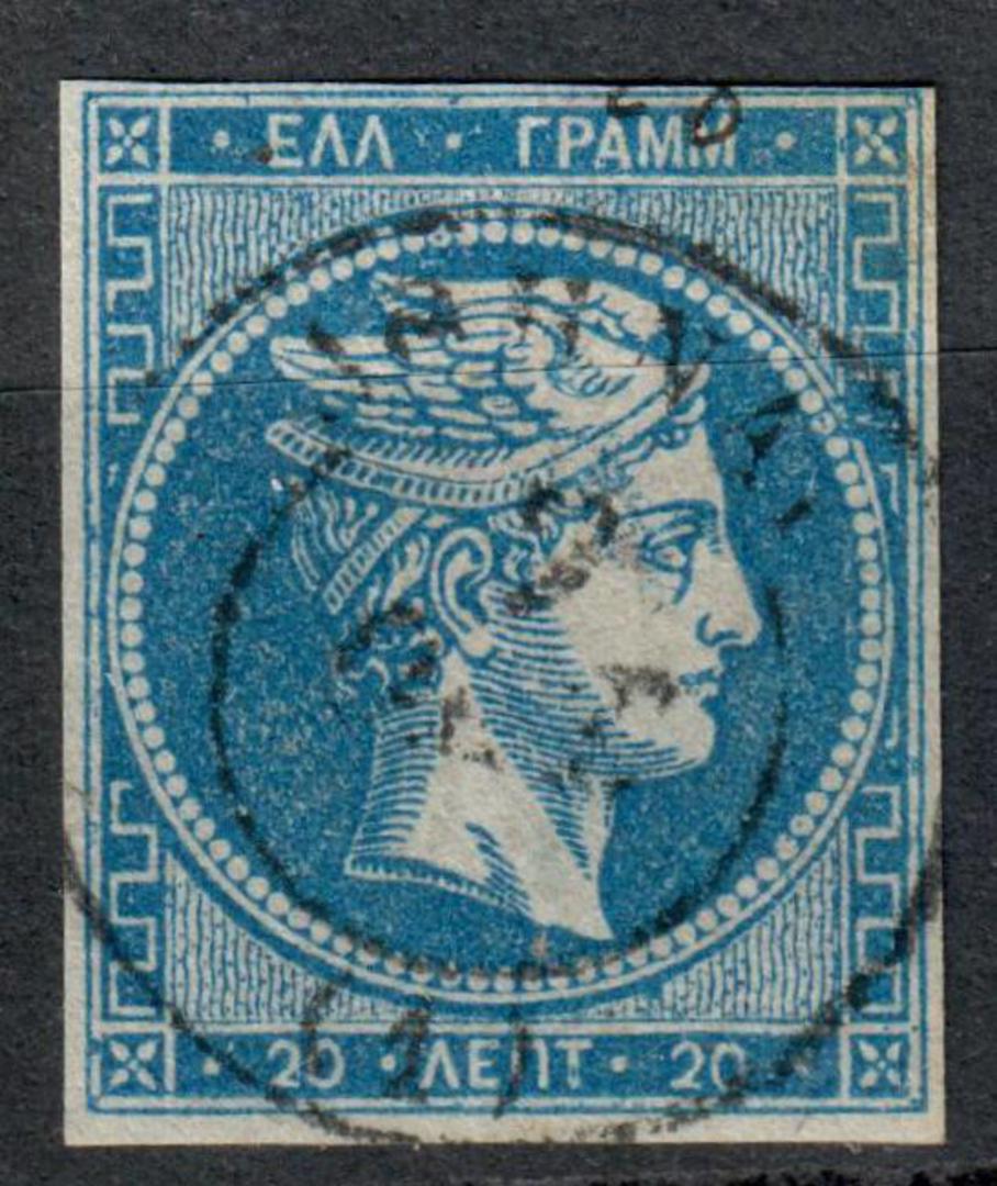 GREECE 1861 Definitive 20L Blue on bluish. Identified by previous dealer as SG 13A (£450) but I am unsure. It could be SG 13Ac ( image 0