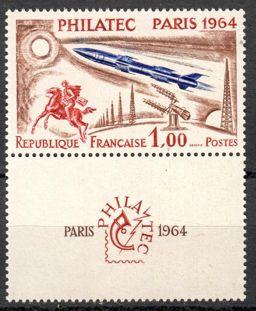 FRANCE 1964 Philatec '64 International Stamp Exhibition. Single plus label. - 82974 - UHM image 0