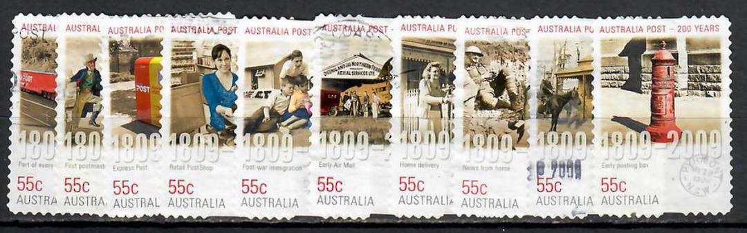 AUSTRALIA 2009 Bicentenary of Postal Services. Self Adhesive. Set of 10. - 8662 - Used image 0