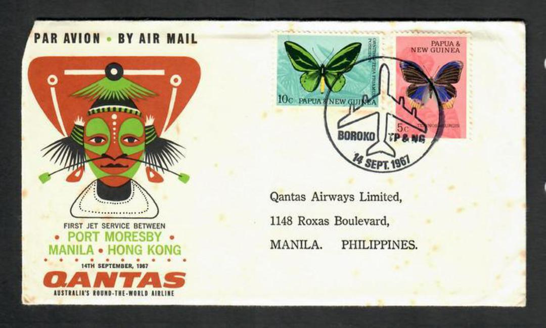 PAPUA NEW GUINEA 1967 Qantas Coronation Flight Cover from First Flight from Port Moresby to Manila. - 30892 - PostalHist image 0