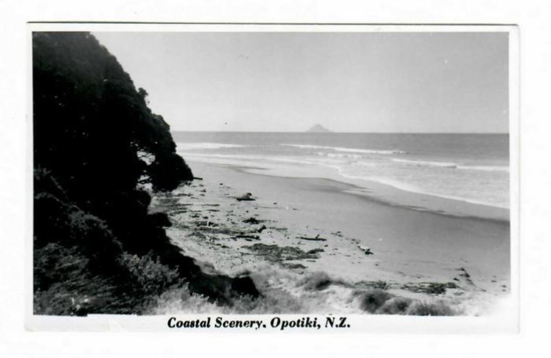 Real Photograph by N S Seaward of Coastal Scenery Opotiki. The same card in tinted (#46334) is entitled Waiotahi Beach. - 46333 image 0