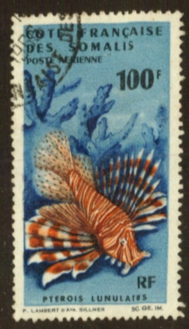 FRENCH SOMALI COAST 1966 Marine Life 100fr Lunulate Lion Fish. Very fine. - 76401 - VFU image 0