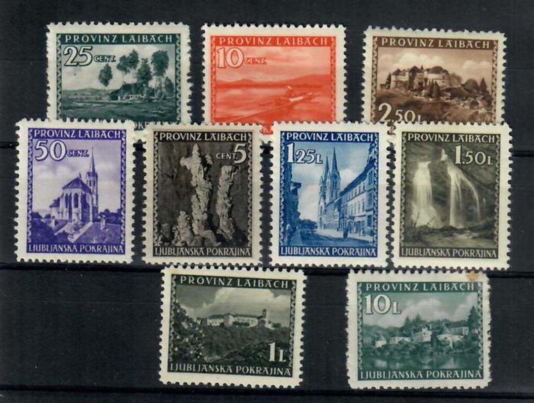 GERMANN OCCUPATION of SLOVENIA 1945 Definitives. 9 values of the set. One affected by toning. - 21632 - UHM image 0