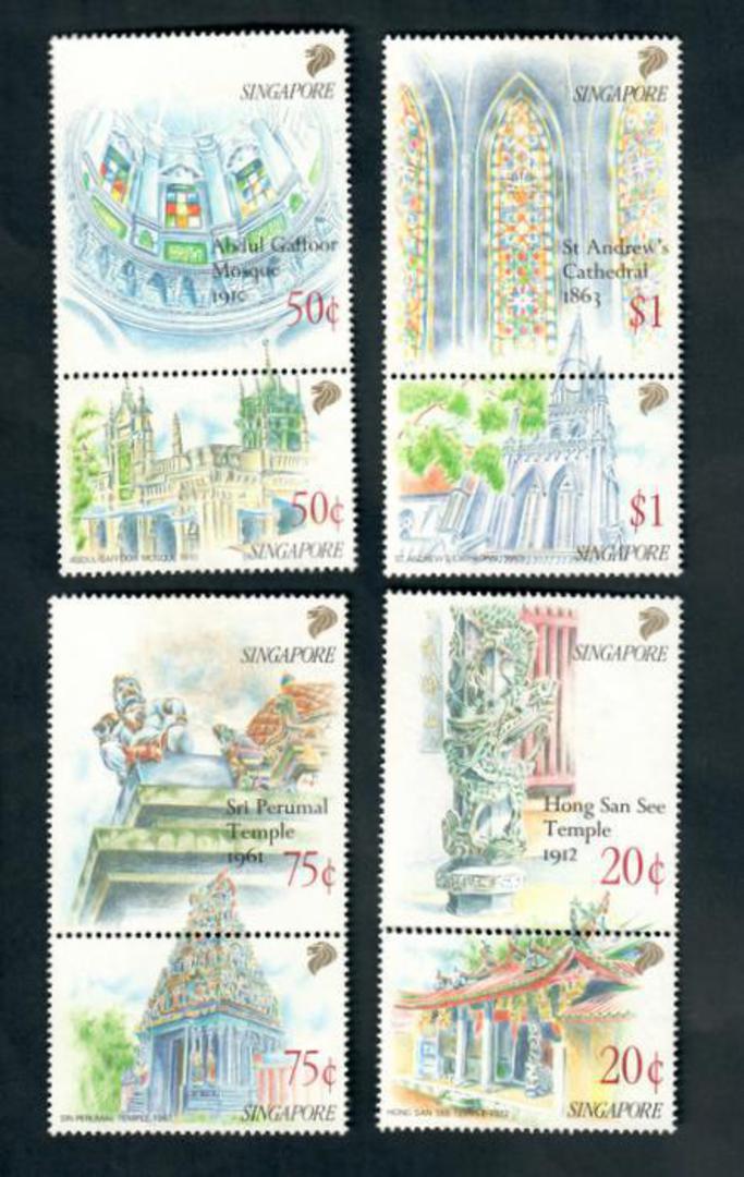 SINGAPORE 1991 National Monuments. Set of 8 in joined pairs. - 50161 - UHM image 0