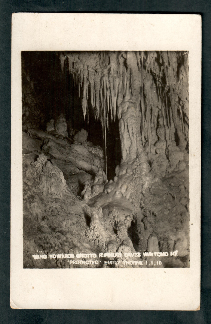 Postcard of King Edwards Grotto Rakuri Caves Waitomo. By Emily Thorne January 1910. - 46428 - Postcard image 0
