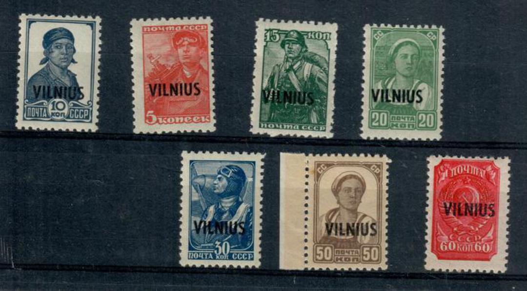 GERMAN OCCUPATION of LITHUANIA Issue for Vilnius and South Lithuania. Part set of 7. - 21390 - LHM image 0