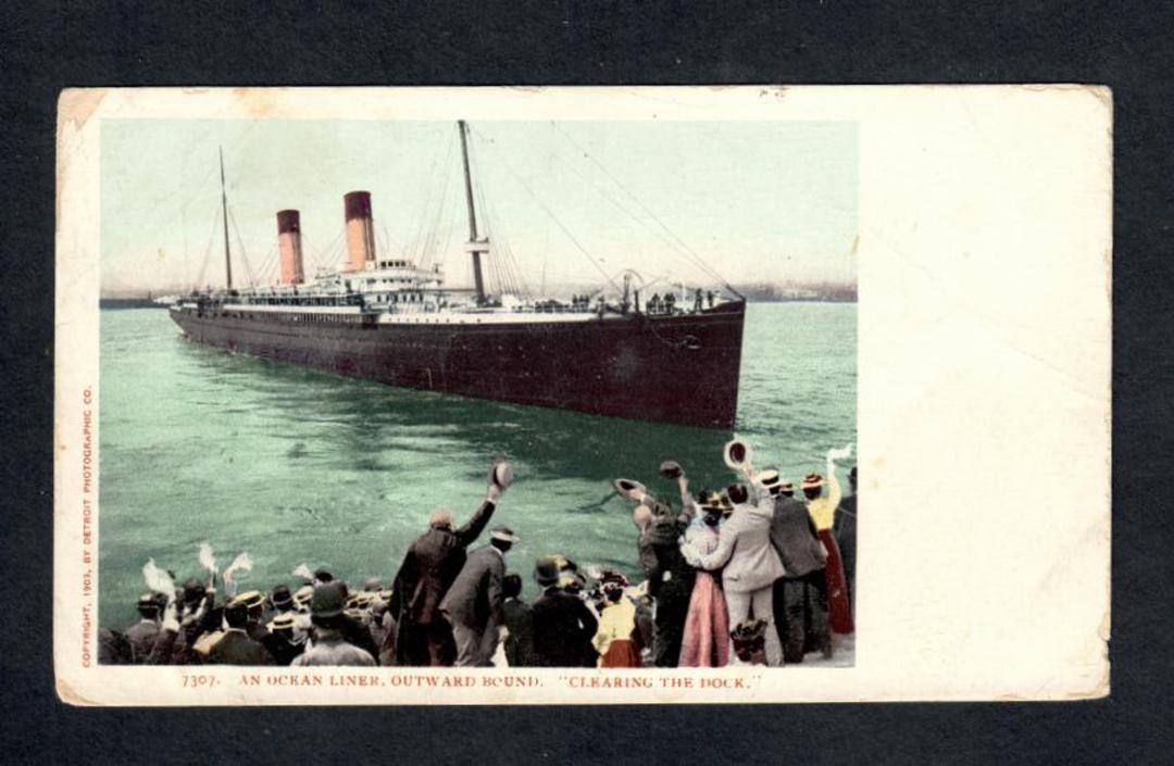 USA Early Undivided Coloured Postcard of an Ocean Liner Outward Bound. By Detroit Photographers. - 40262 - Postcard image 0