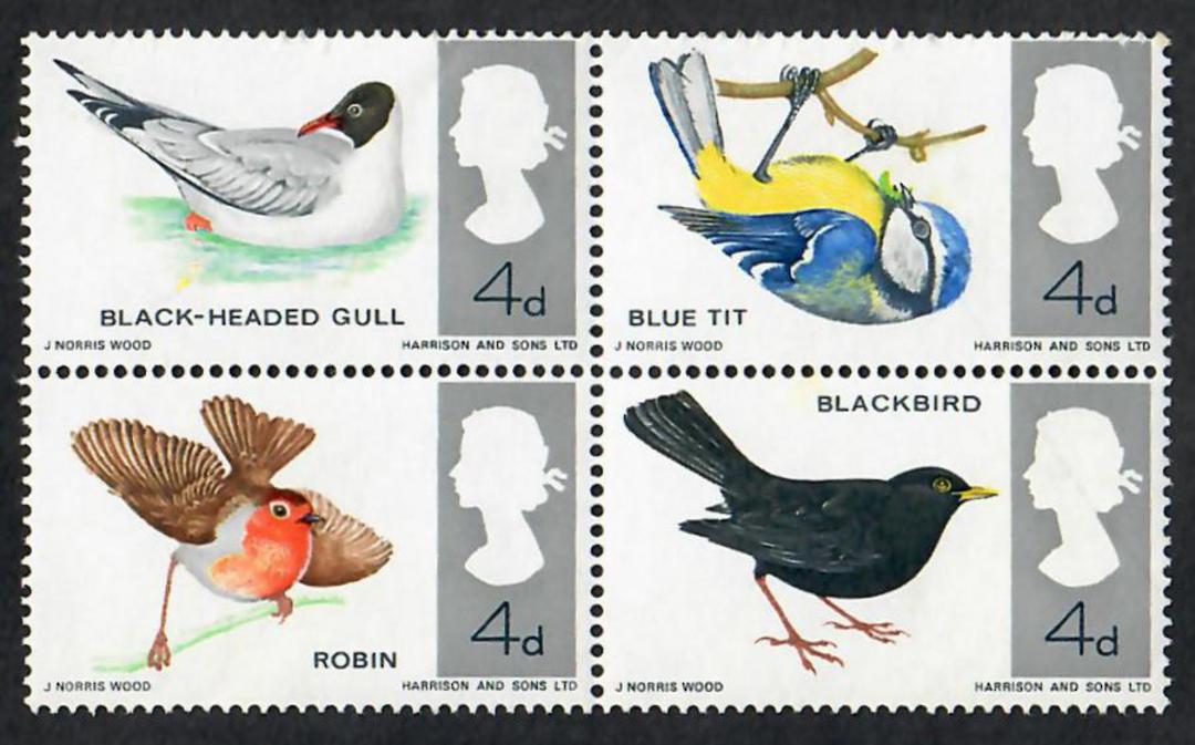 GREAT BRITAIN 1966 Birds. Block of 4. - 19658 - UHM image 0