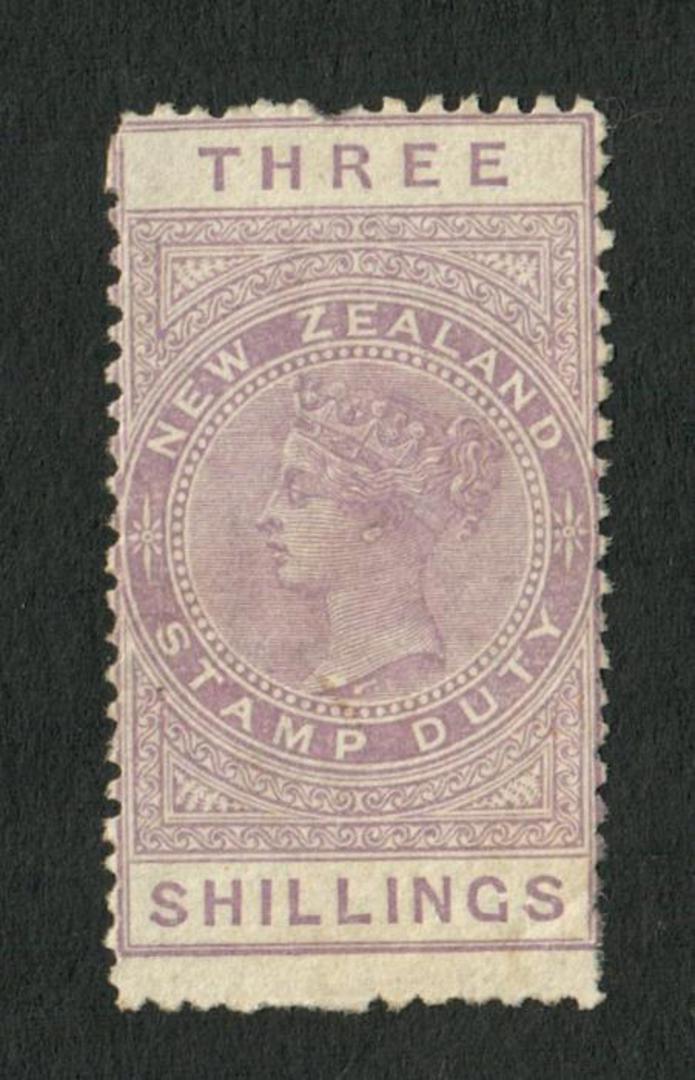 NEW ZEALAND 1882 Victoria 1st Long Type Fiscal 3/- Purple. - 3741 - MNG image 0