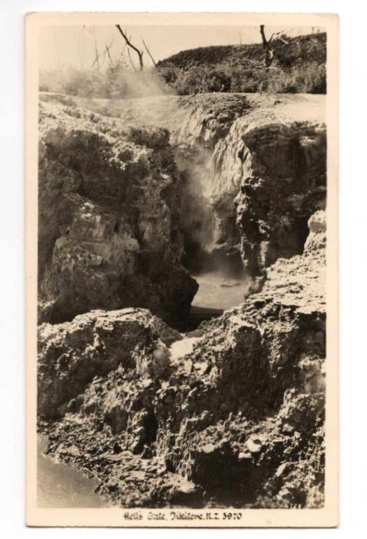 Real Photograph by A B Hurst & Son of Hell's Gate Tikitere. - 46294 - Postcard image 0