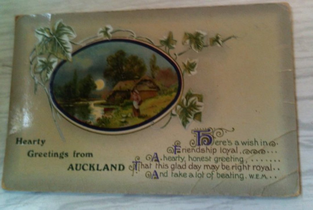 AUCKLAND Montage of 5 views. Coloured Postcard. Early Undivided Postcard 1904. - 45208 - Postcard image 0