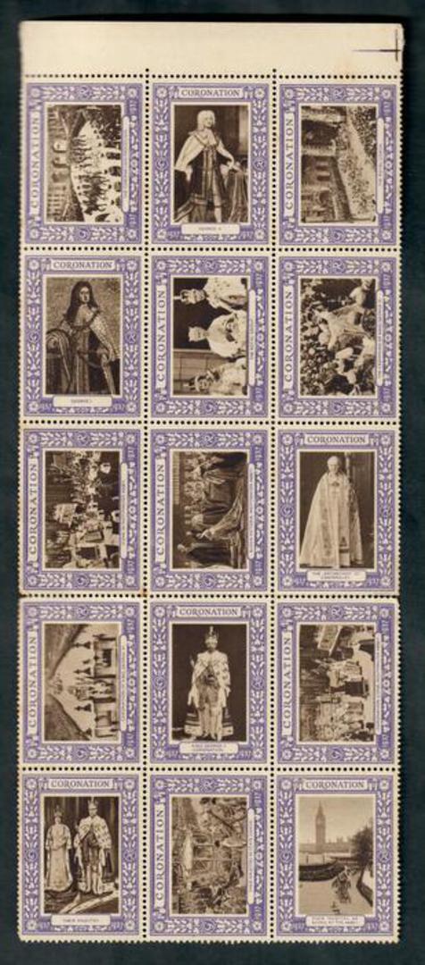 GREAT BRITAIN 1937 Coronation Labels. Block of 15. - 50309 - UHM image 0