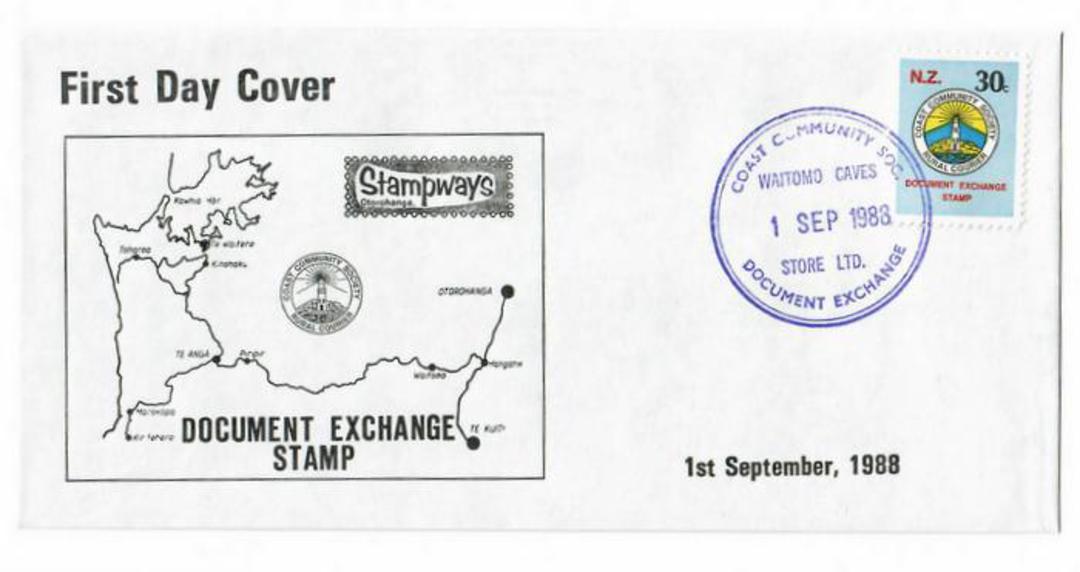 NEW ZEALAND Alternative Postal Operator Stampways 1988 30c Blue on first day cover. Waitomo Caves Store Ltd. - 132678 - FDC image 0