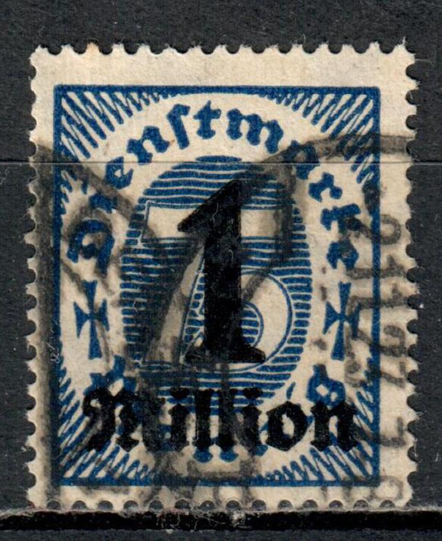 GERMANY 1923 Official 1M on 75pf Blue. - 75429 - Used image 0