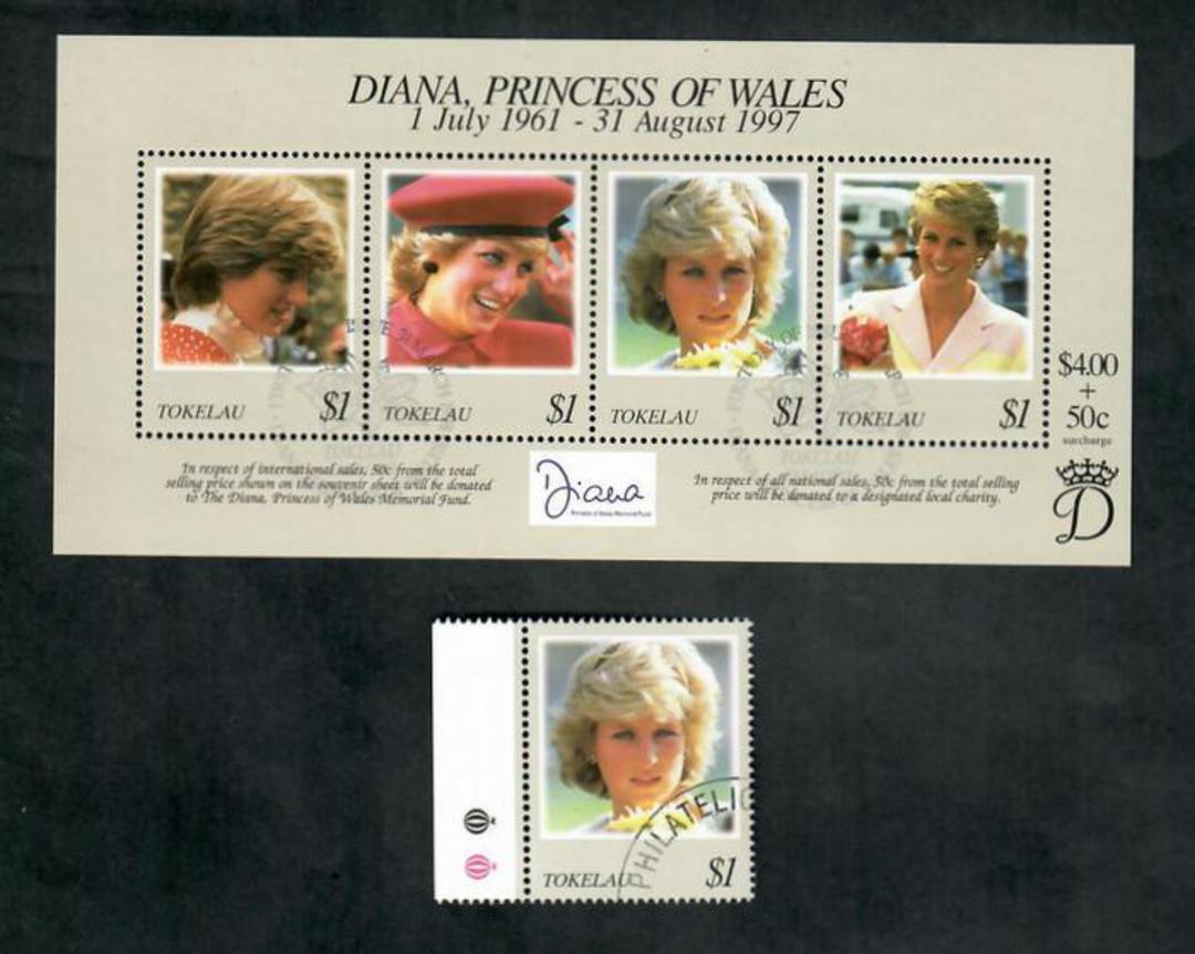 TOKELAU ISLANDS 1998 Diana, Princess of Wales Commoration. Miniature Sheet and single. - 50859 - CTO image 0