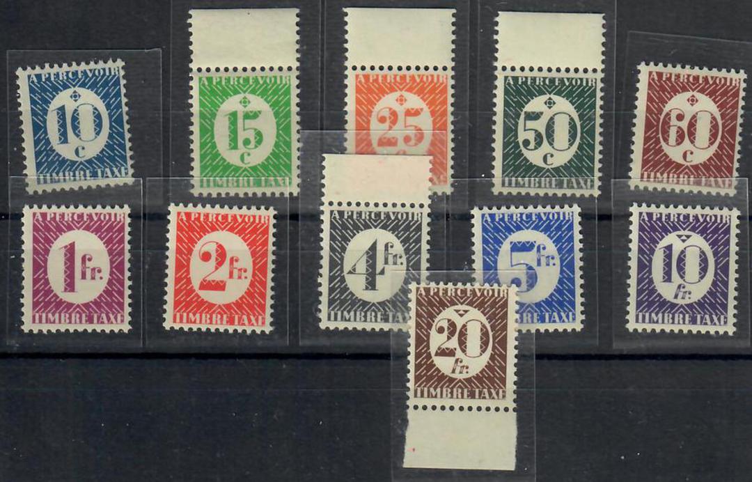 FRENCH COLONIES Committee of National Liberation 1945 Postage Due. Short set of 11 values missing the 50fr Green. - 22301 image 0