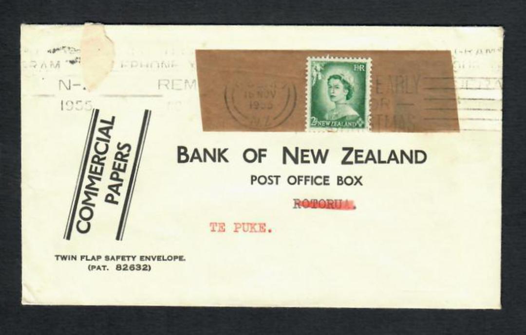 NEW ZEALAND 1955 Post-War Economy Twice used Envelope produced for BNZ Branch to Branch Mail. Twin Flap Safety Envelope. - 31595 image 0