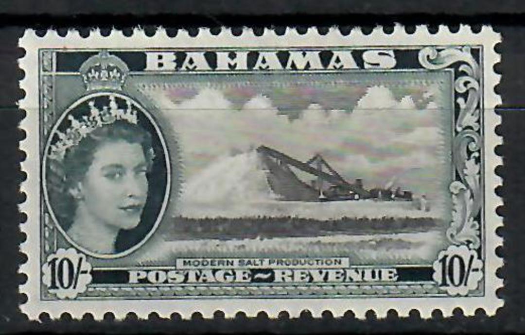 BAHAMAS 1954 Elizabeth 2nd 10/- Black and Slate-Black. - 70481 - Mint image 0