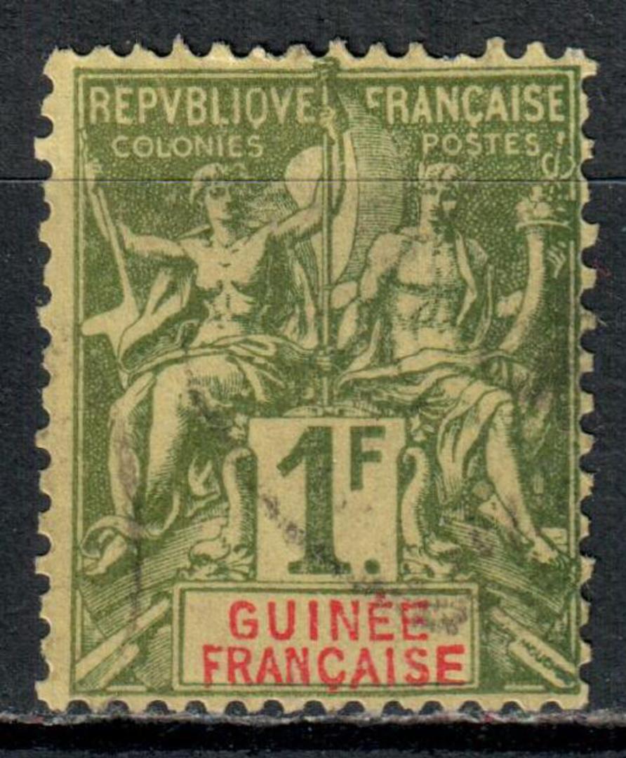FRENCH GUINEA 1892 Definitive 1fr Olive Green. - 71201 - VFU image 0