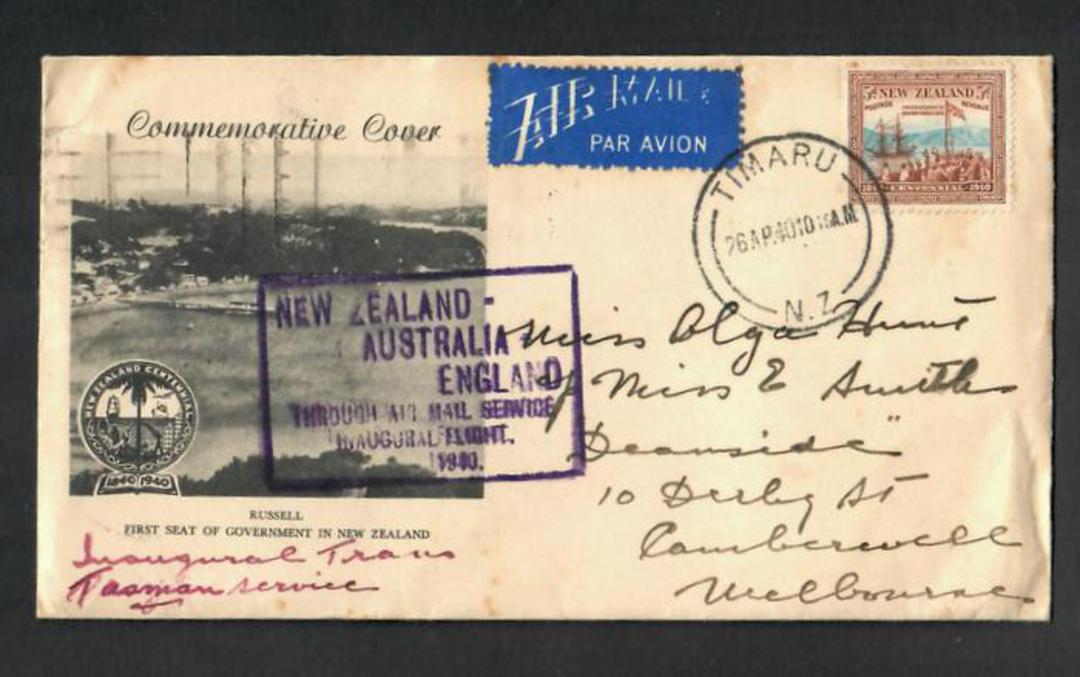 NEW ZEALAND 1940 Airmail to Sydneythence to Auckland thence to Melbourne. - 30840 - PostalHist image 0