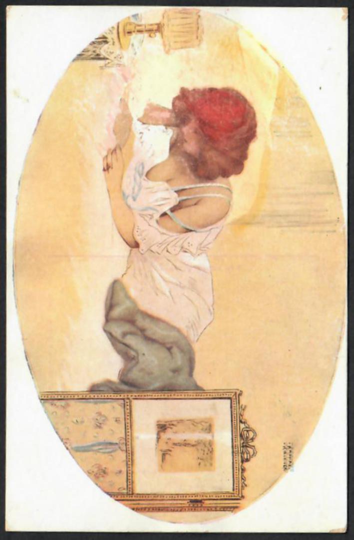 Coloured postcard of Lettre de l'Aimee par Raphael Kirchner. - 26051 - Postcard image 0