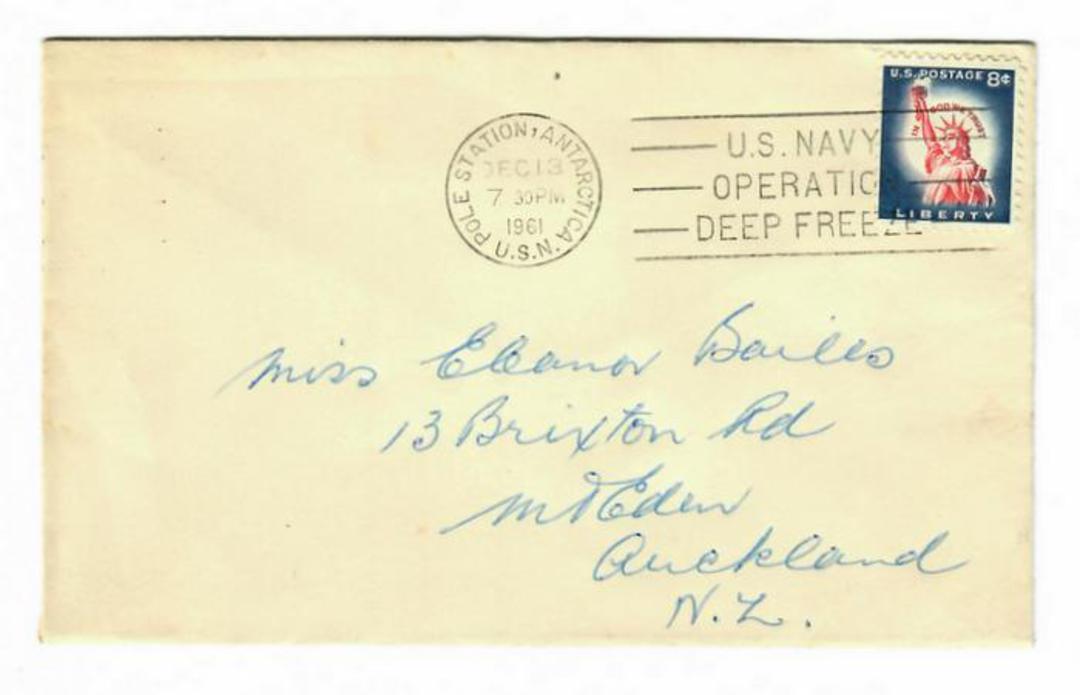USA 1961  Pole Station Antarctica Postmark tieing stamps to cover. image 0
