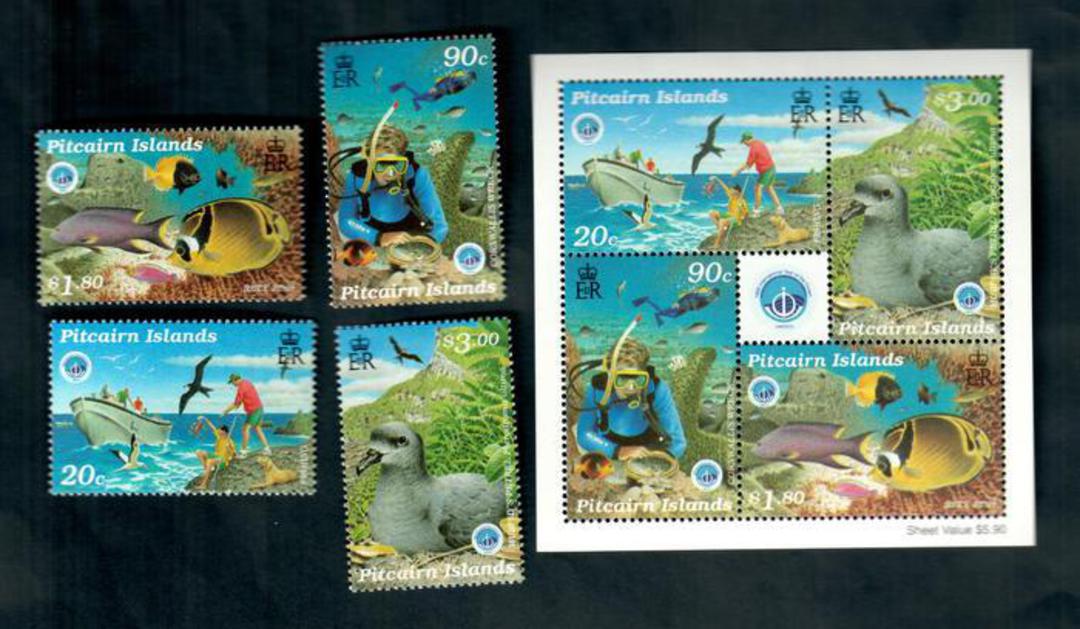 PITCAIRN ISLANDS 1998 International Year of the Ocean. Set of 4 and miniature sheet. - 52184 - UHM image 0