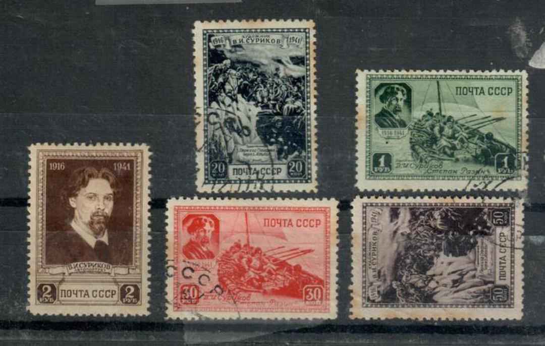 RUSSIA 1941 25th Death Anniversary of Surikov Artist. Set of 5. Nice used set except one value which is mint. - 21353 - Mixed image 0