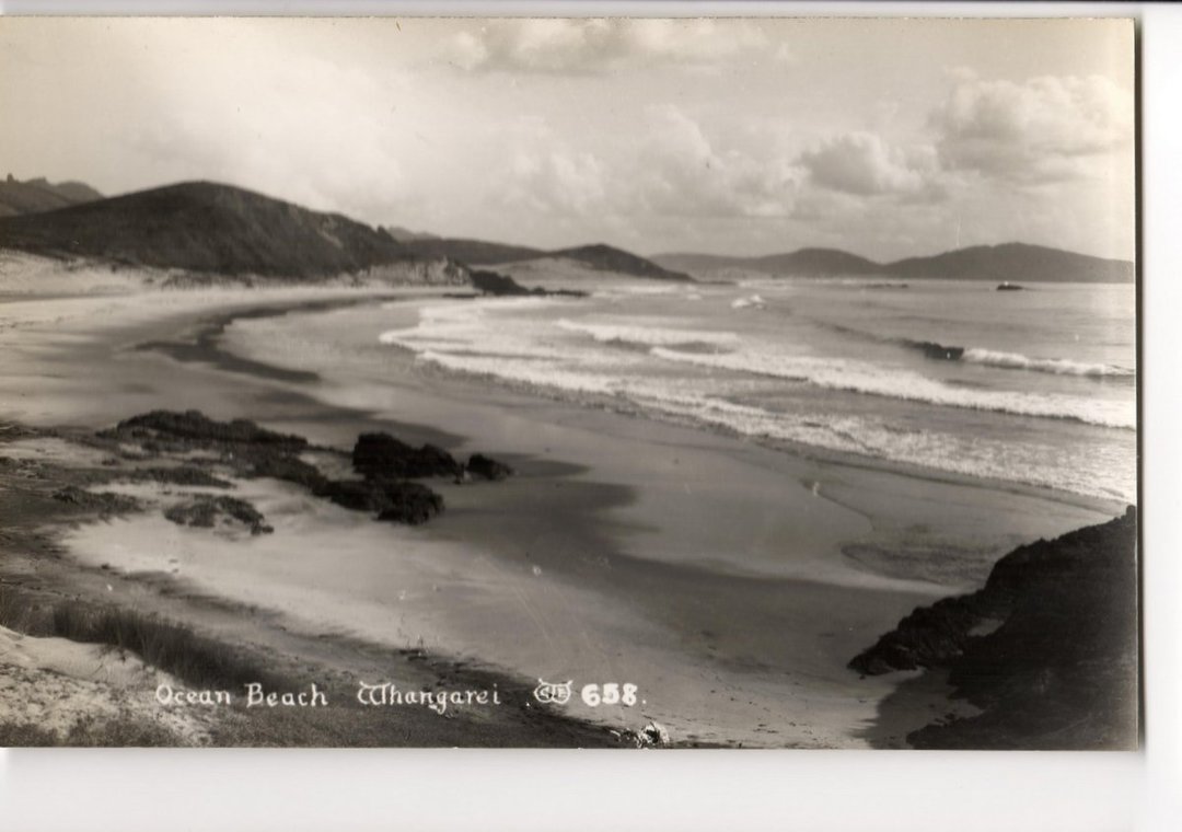 Real Photograph by Woolley of Ocean Beach Whangarei. - 44845 - image 0