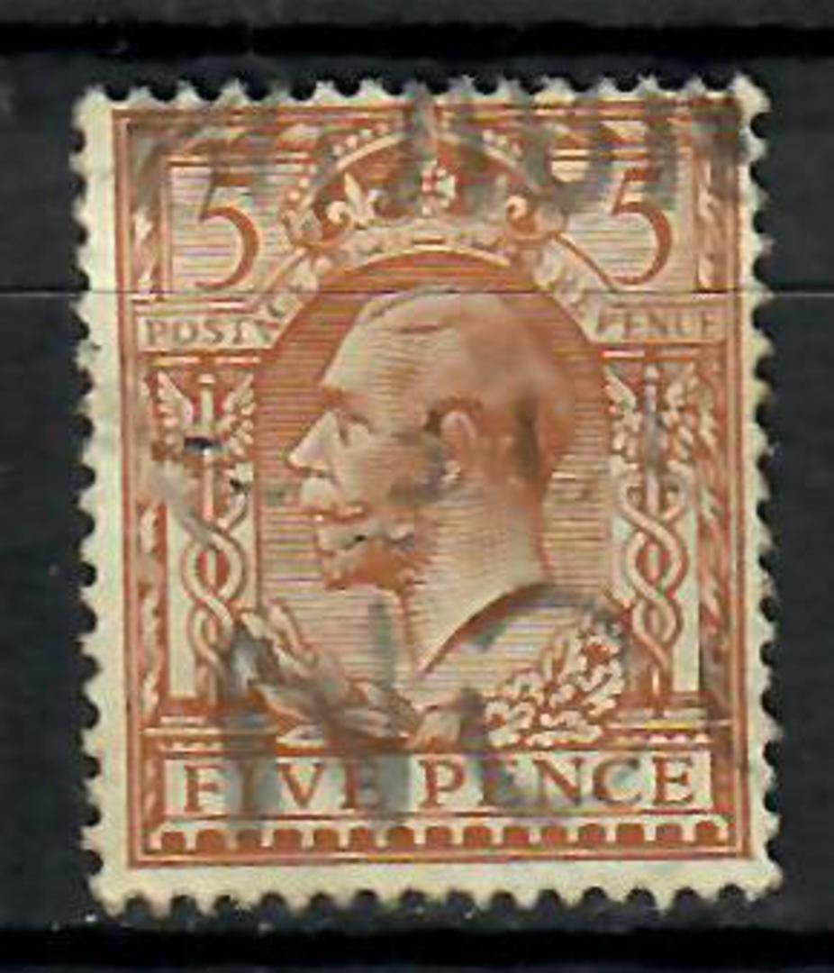 GREAT BRITAIN 1912 George 5th 5d Bistre Brown. Pmk messy. Centred north. - 70578 - Used image 0