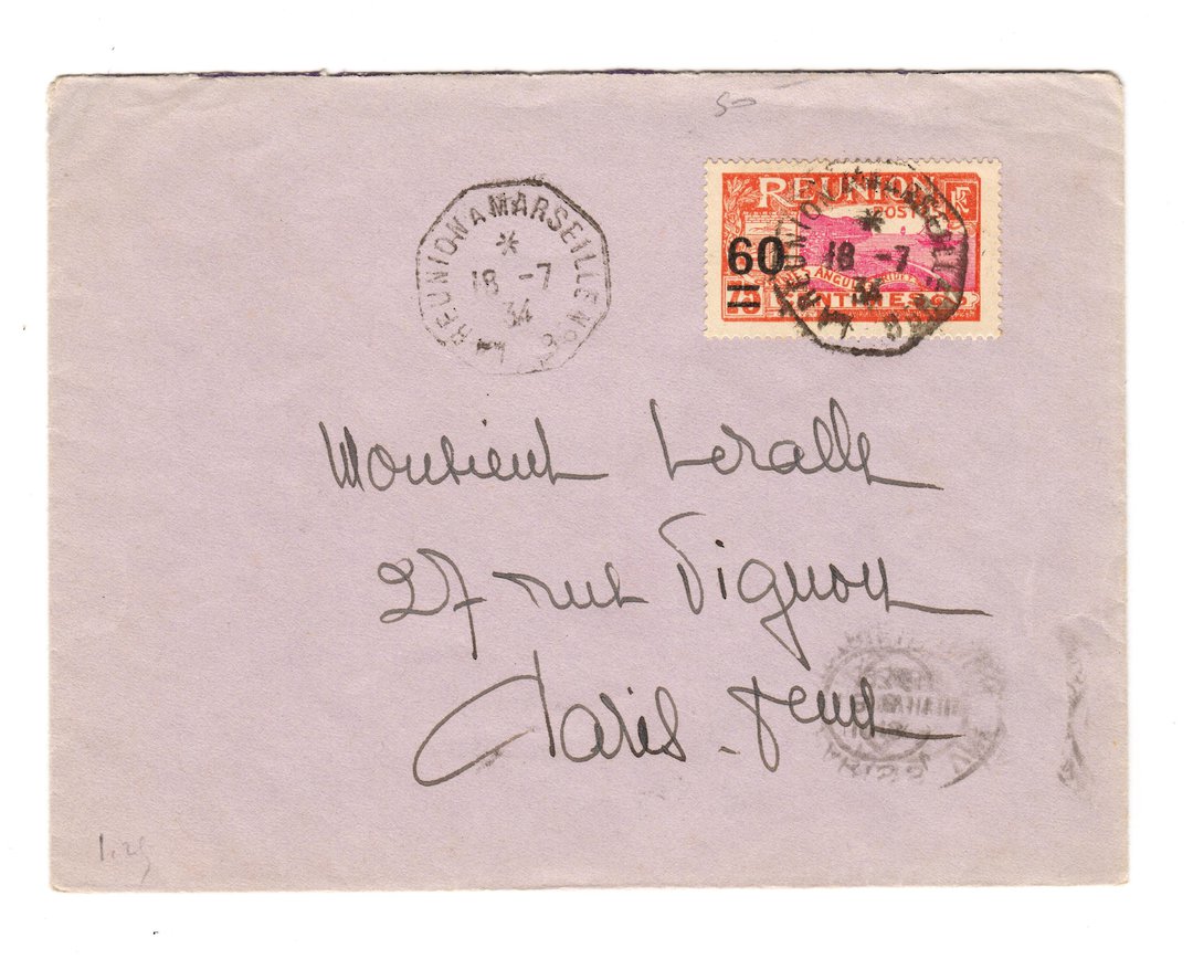REUNION 1934 Letter Postmarked Reunion a Marseille to Paris. - 38176 - PostalHist image 0