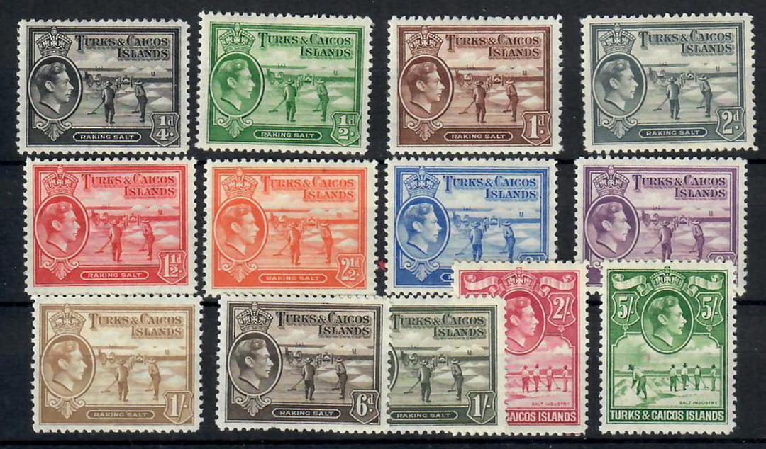 TURKS & CAICOS ISLANDS 1950 Geo 6th Definitives. Set of 13. Very lightly hinged in the main. - 23017 - LHM image 0