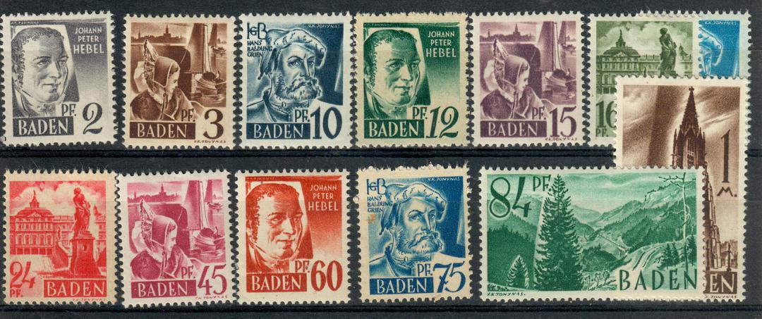 FRENCH OCCUPATION OF GERMANY BADEN 1947 Definitives. Set of 13. - 21173 - UHM image 0