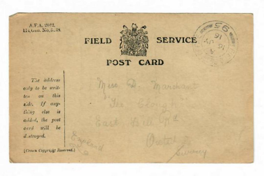 GREAT BRITAIN 1916 Field Service Postcard from Field Post Office 95 to Surrey. - 30215 - War image 0