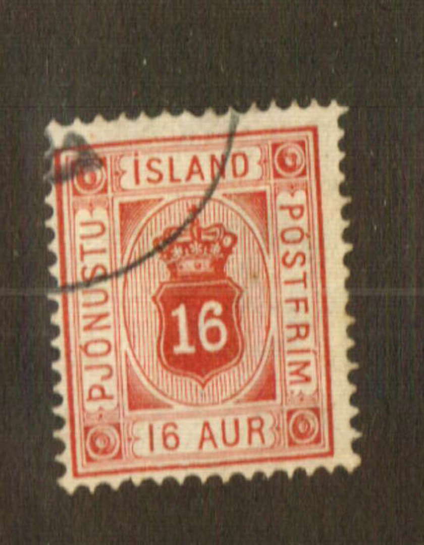ICELAND 1876 Official 16 aur Carmine-Red. - 73530 - VFU image 0